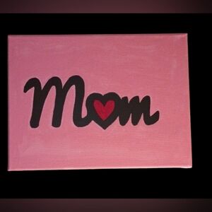 Handpainted 'Mom' Acrylic Painting Handmade Art Wall Decor 9x12"